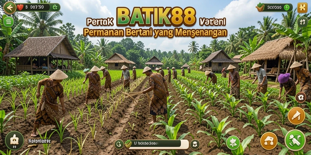 Screenshot gameplay BATIK88 menampilkan ladang penuh tanaman hijau.