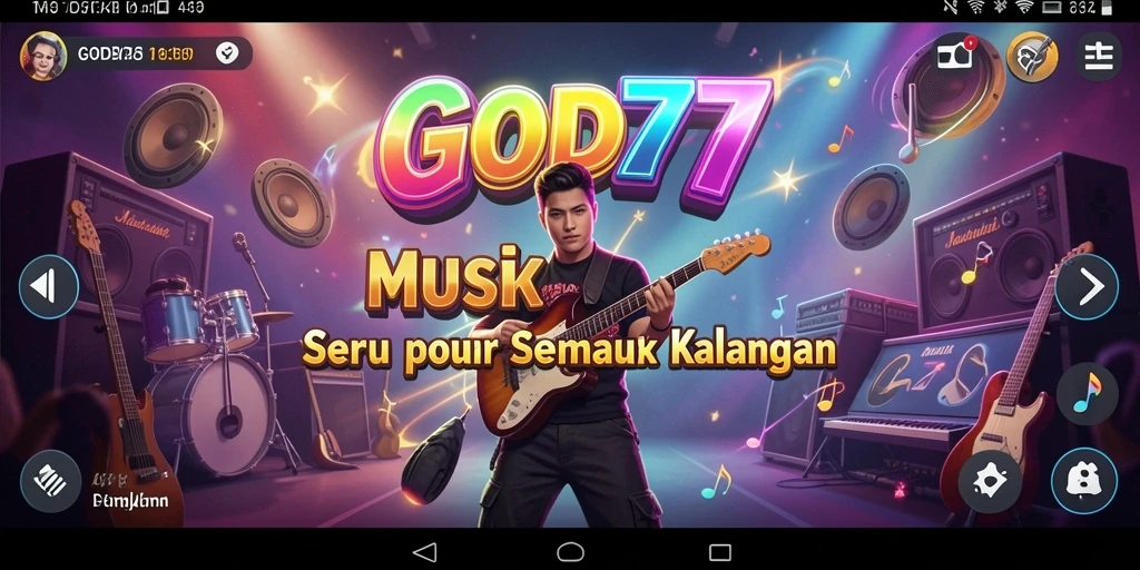Screenshot gameplay GOD77 menampilkan keseruan bermain musik.