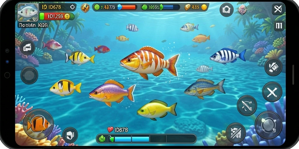 Tampilan gameplay seru dalam game Tembak Ikan ID678.