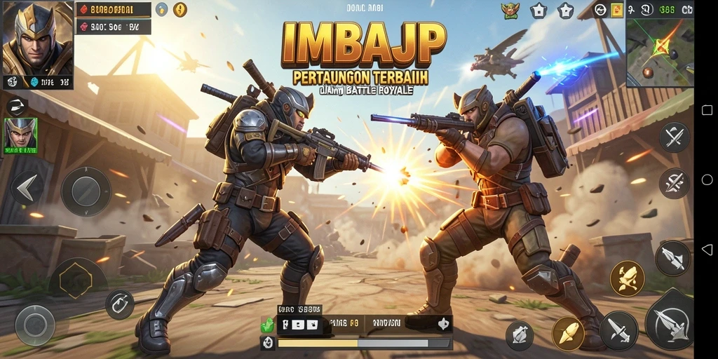 Screenshot IMBAJP menampilkan aksi seru di medan perang Battle Royale.