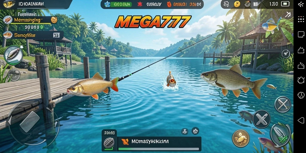 Tampilan gameplay MEGA777 dengan berbagai ikan yang menarik.