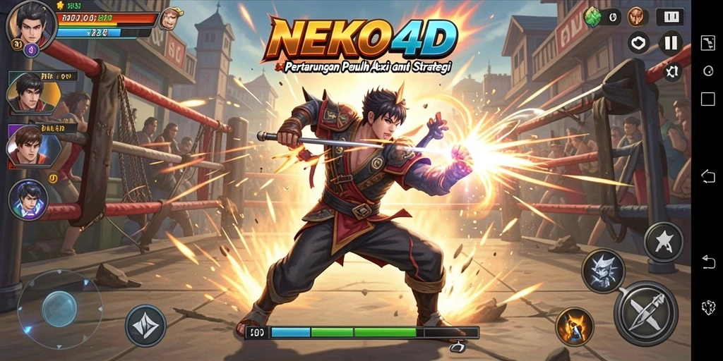 Tampak aksi epik dari karakter dalam game Fighting NEKO4D.