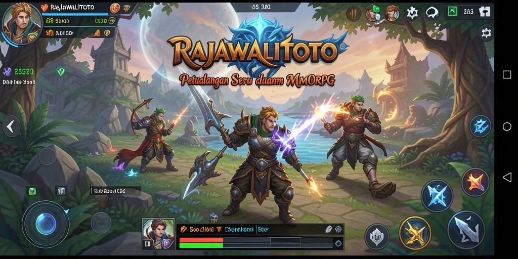 Tangkapan layar menunjukkan karakter beraksi dalam dunia fantasi RAJAWALITOTO.