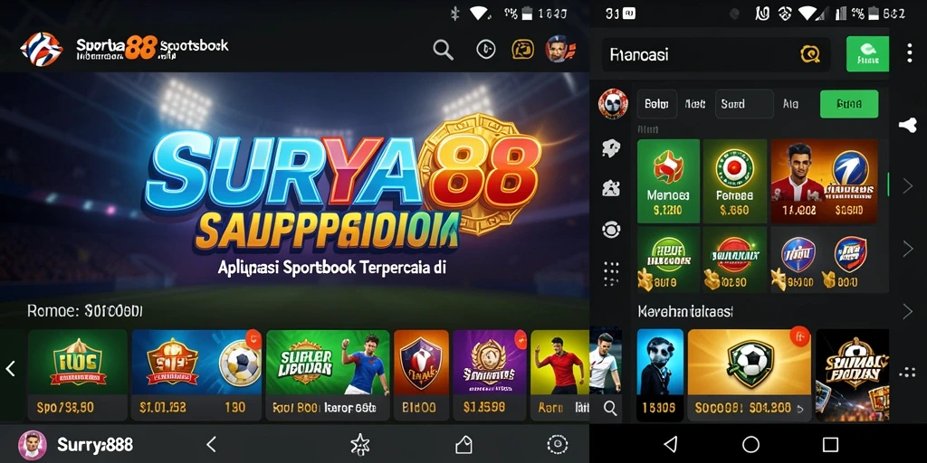 Screenshot gameplay utama SURYA88 dengan tampilan taruhan olahraga.