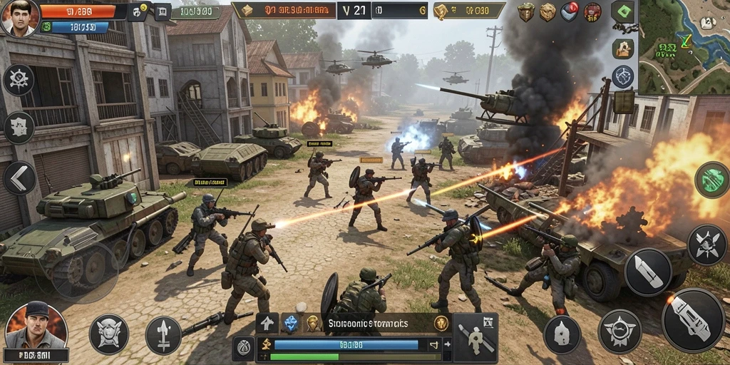 Gameplay V21 menunjukkan aksi pertempuran yang intens dan mendebarkan.